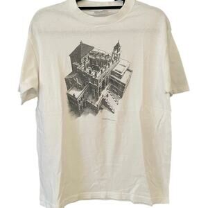 Vintage 80s M.C. Escher 1987 Ascending and Descending Art Single Stitch Shirt L